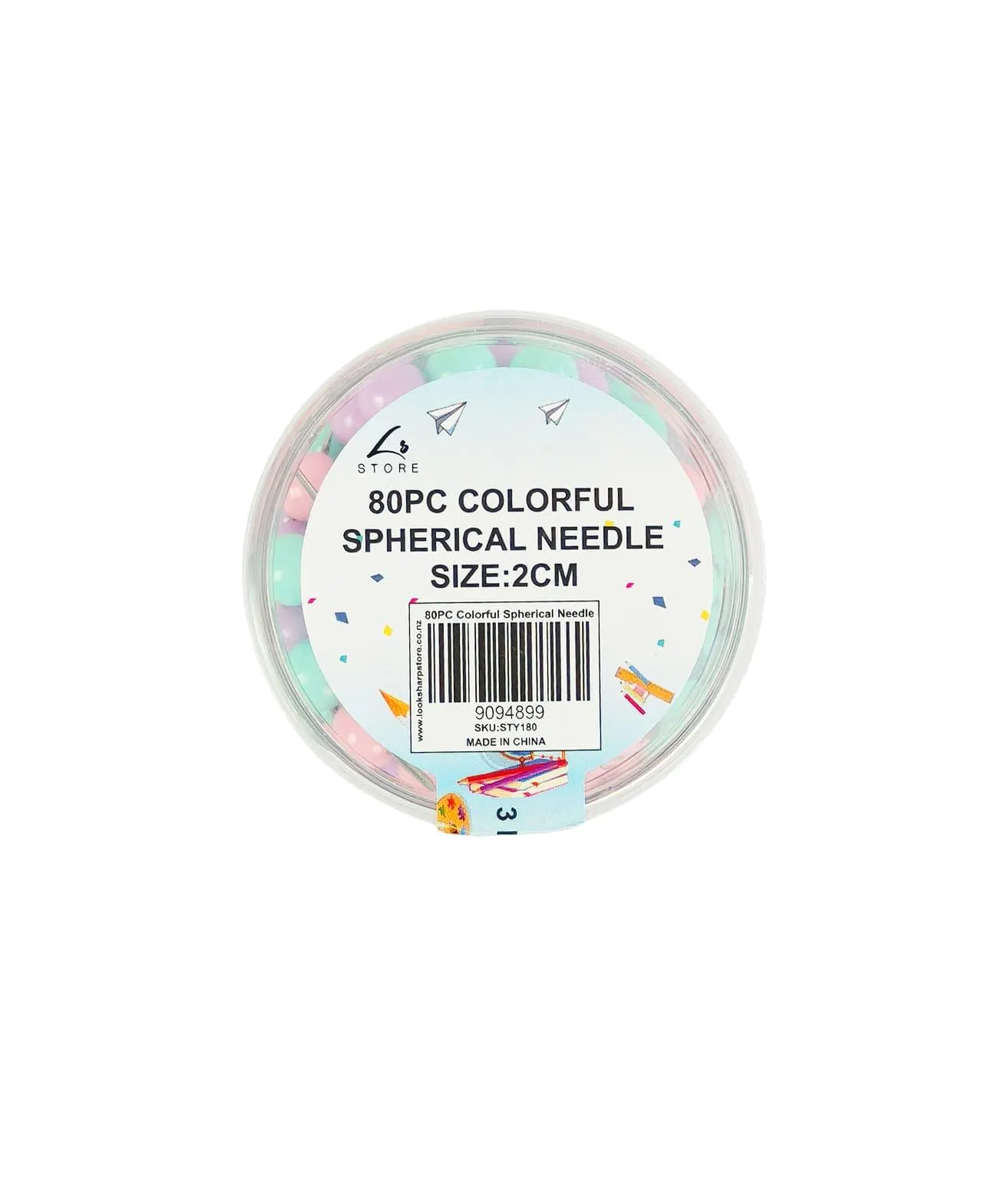 Colorful Spherical Needle 80pc 2cm