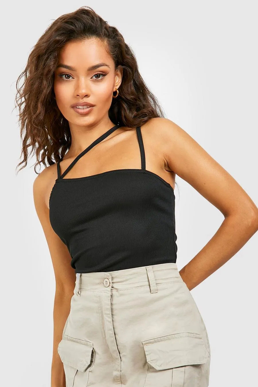 Strappy Asym Rib Crop Top