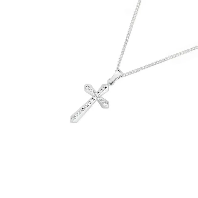 9ct White Gold Cross Pendant
