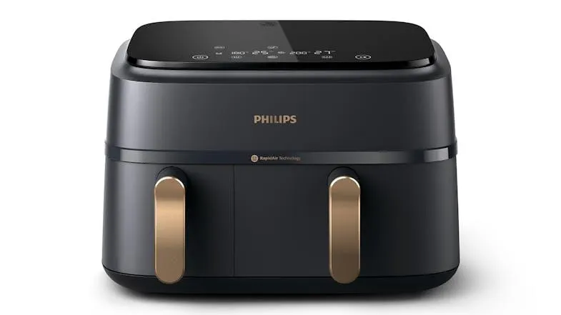 Philips 3000 Series Dual Basket 9L Air Fryer - Charcoal Grey/Copper (NA352/00)