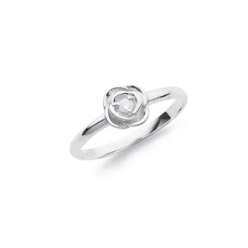 Sterling Silver Cubic Zirconia Flower Ring