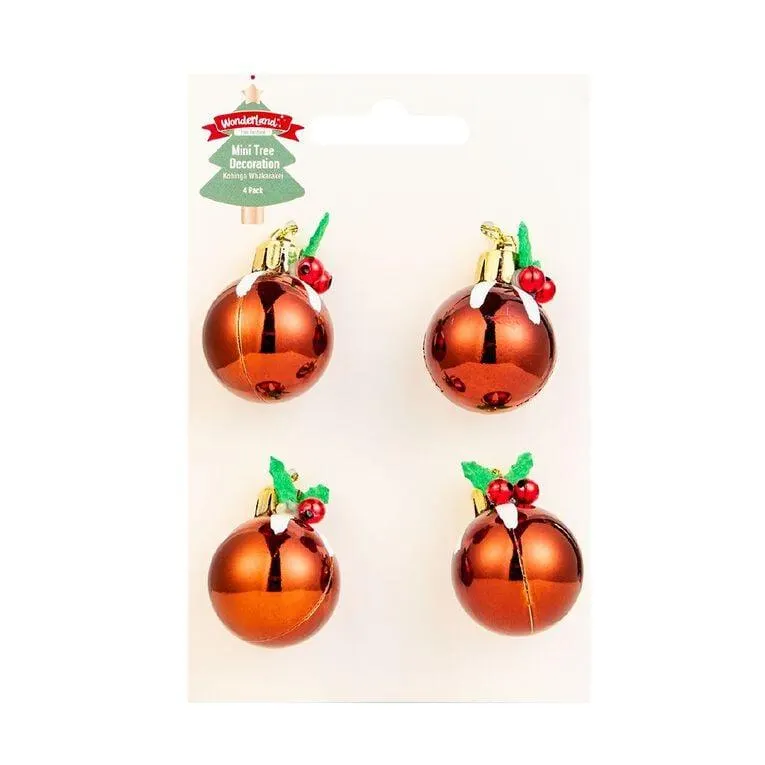 Wonderland Mini Pudding Bauble 3cm 4 Pack