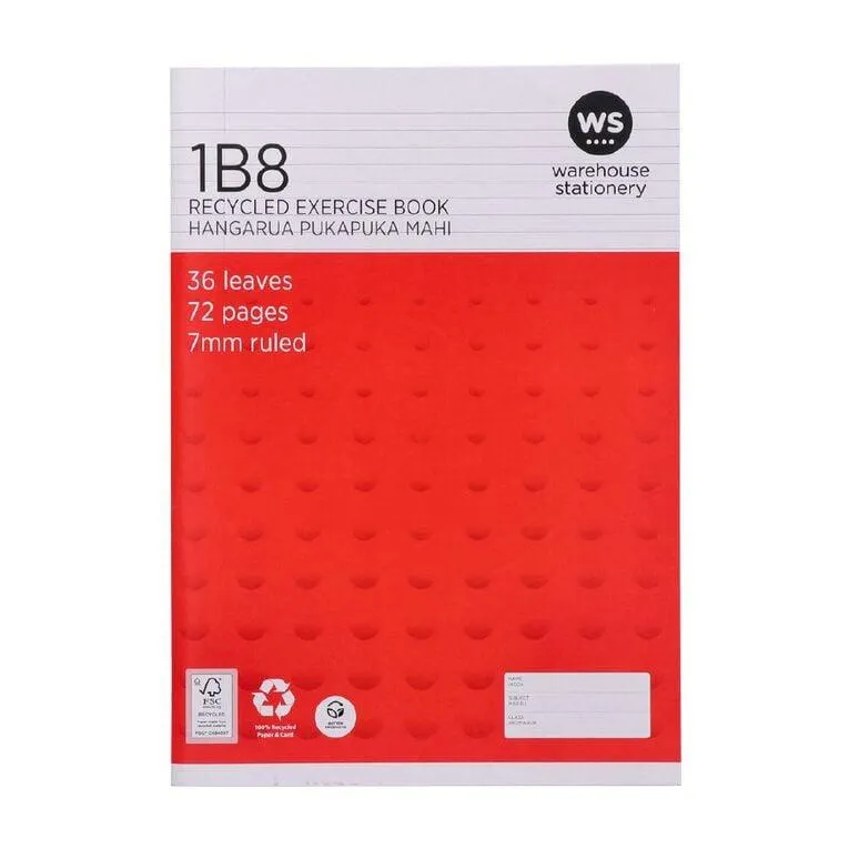 WS Exercise Book 1B8 7mm Ruled 36 Leaf Red