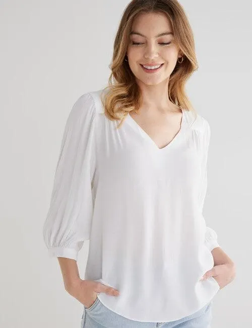 Whistle V-Neck Top, Ivory