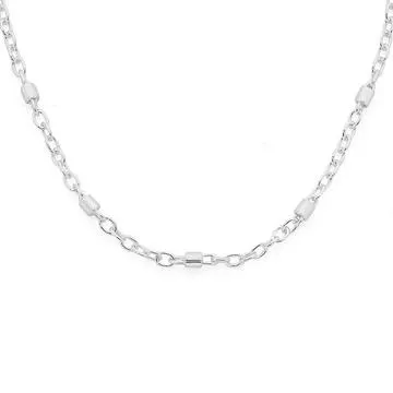 Sterling Silver 45cm Twist Bar and Cable Chain