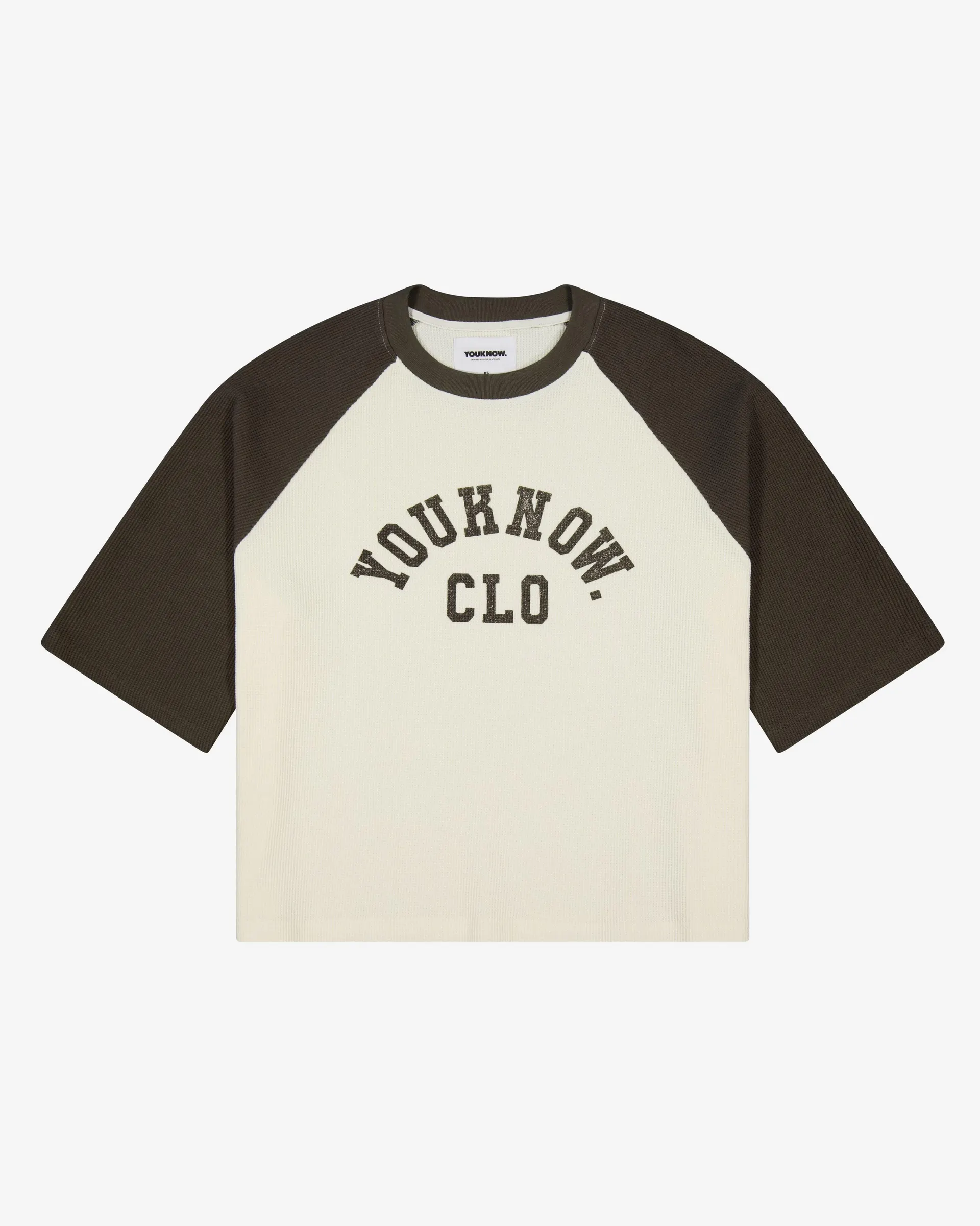 Raglan Waffle Tee | Charcoal/Cream