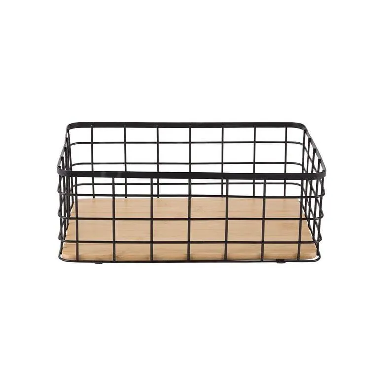 Living & Co Basket With Bamboo Base Black