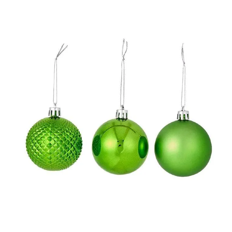 Wonderland Christmas Baubles 6cm Bright Green 10 Pack