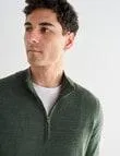 North South Merino 1/4 Zip Jumper, Sage
