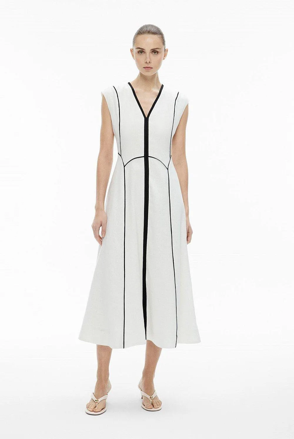 Piped Midi Dress