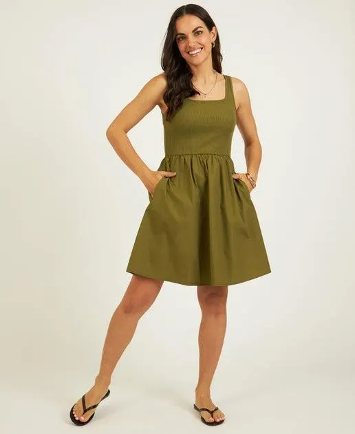 Women's Rib Bodice Poplin Mini Dress