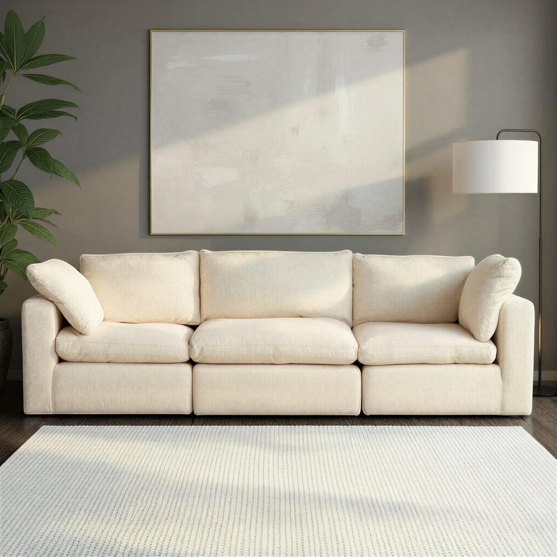 Mallory 3 Seater Modular Sofa, Cream