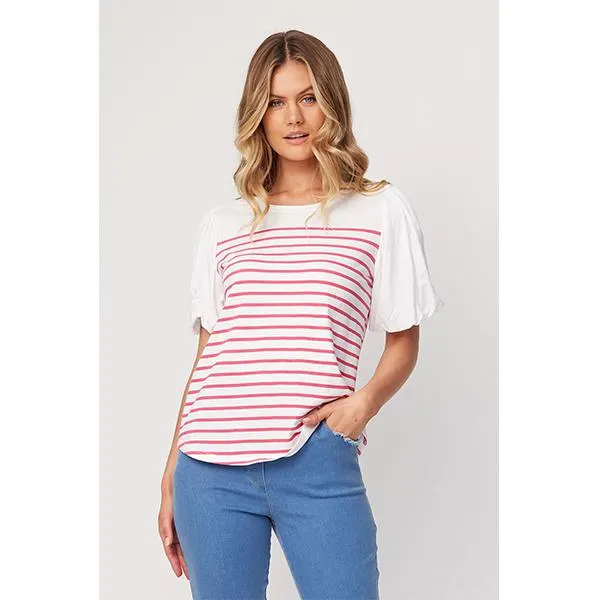 Lilly Stripe Tee Cerise Stripe