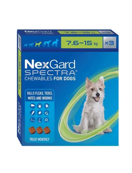Nexgard Spectra Flea Tick & Worm Chewable 7.6kg-15kg - 3 Pack