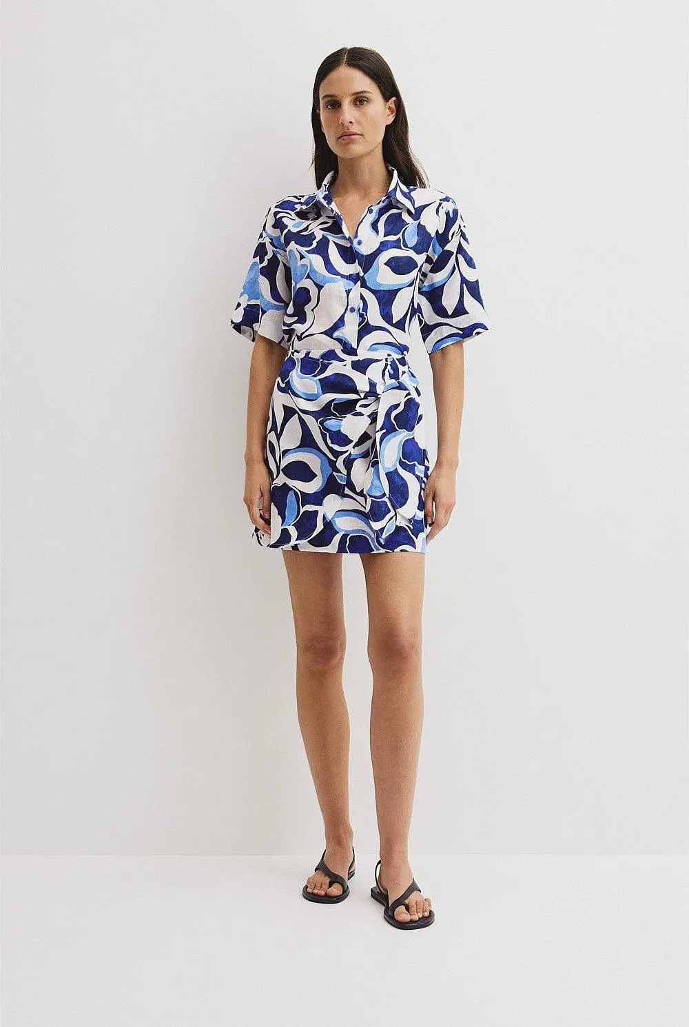 Print Mini Linen Skirt