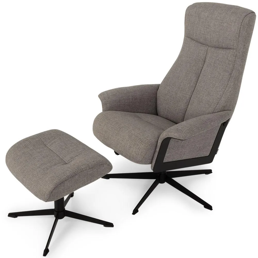 Scandi Swivel Recliner With Ottoman, Grey
