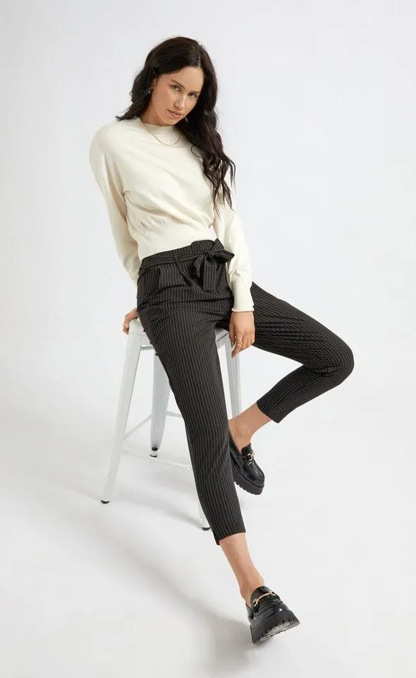 Pinstripe Tie Waist Pants