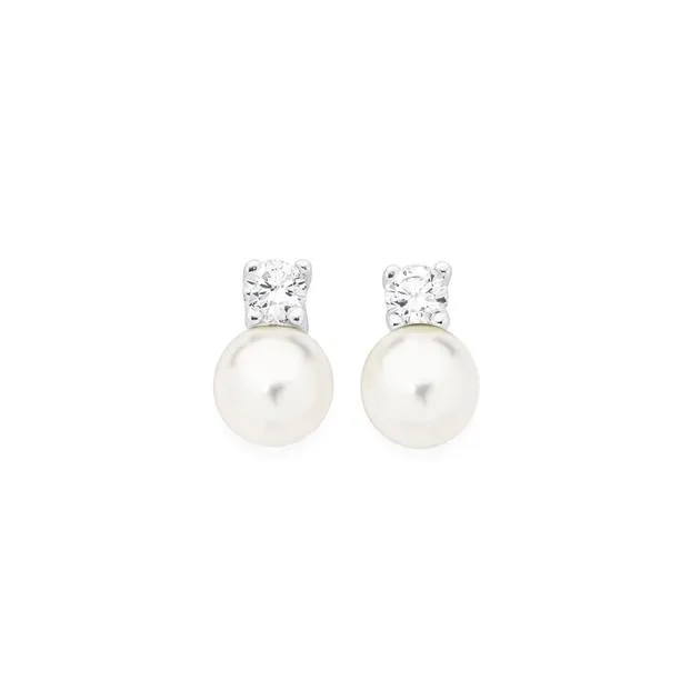Silver F/W Pearl & CZ Studs