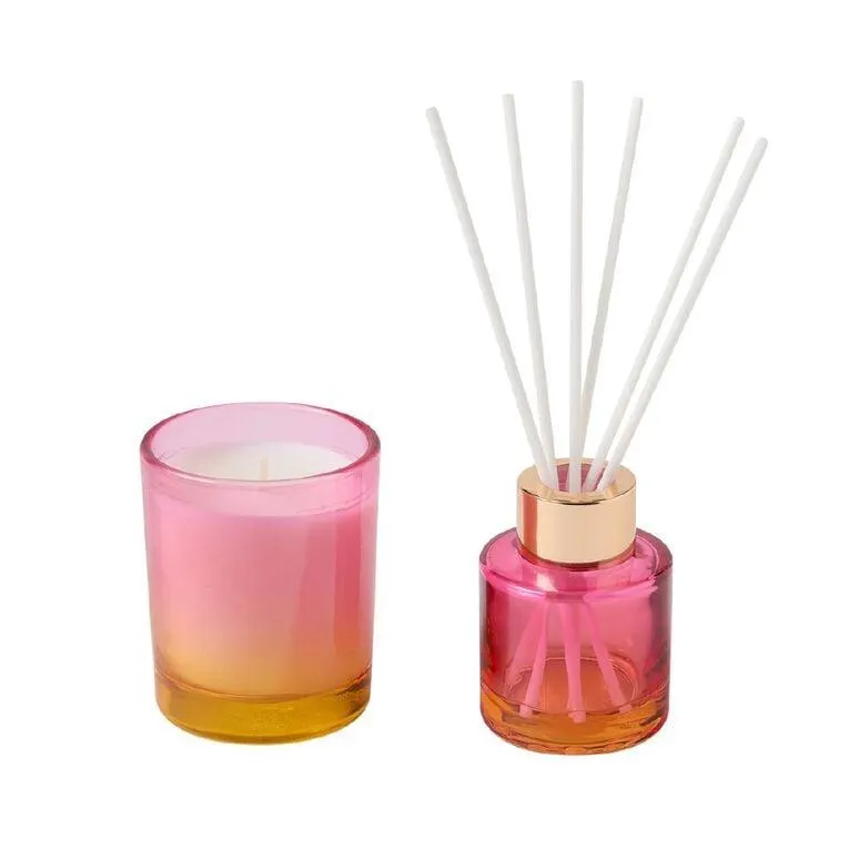 Living & Co Tropical Crush Candle & Diffuser Set Strawberry Pomegranate