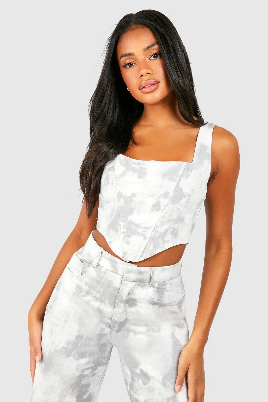 Washed Twill Square Neck Corset