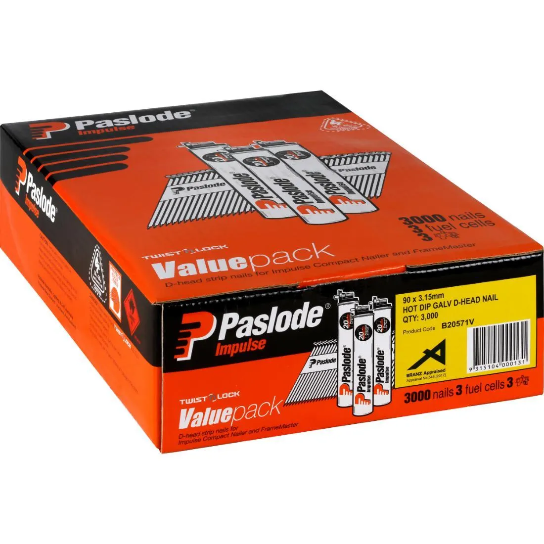 Impulse Hot Dip Galvanised D-Head Nail 90 x 3.15mm 3000 Pce