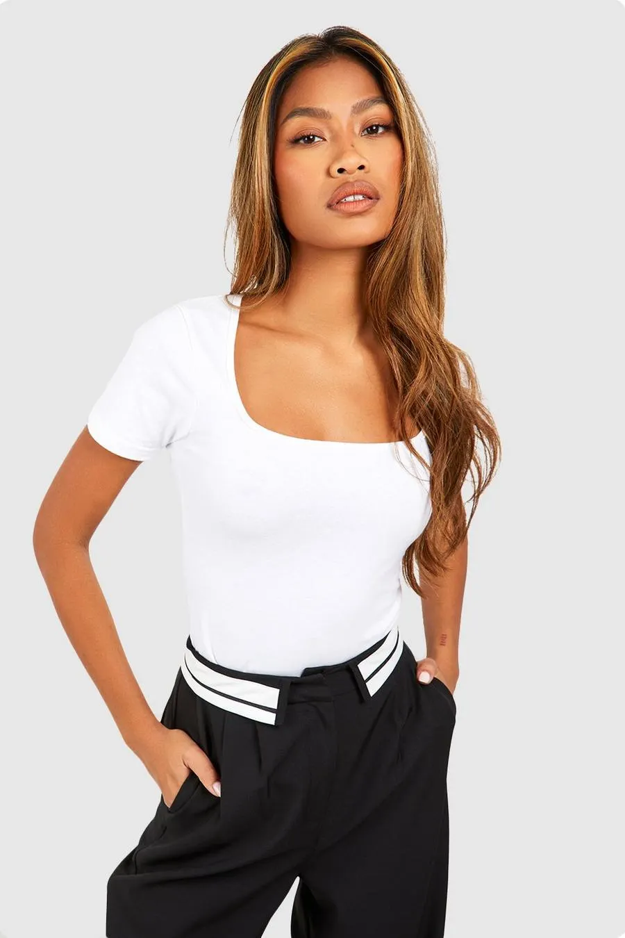 Basic Cotton Short Sleeve Square Neck Bodysuit