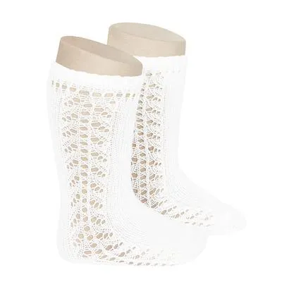 Condor Side Openwork Knee High Sock - White (200)