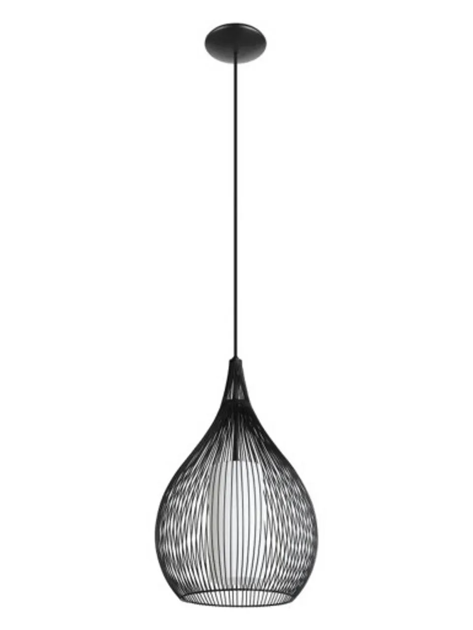 Razoni Large Pendant Opal Shade with Black Cage