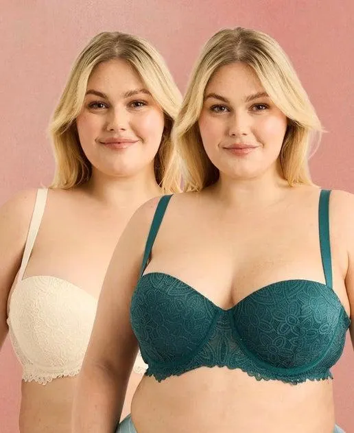 Women's Full Figure 2 Pack Lace Balconette Bras