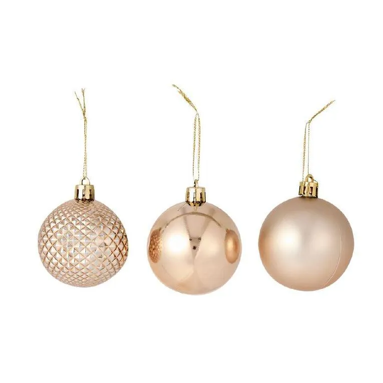 Wonderland Christmas Baubles 6cm Champagne Gold 10 Pack
