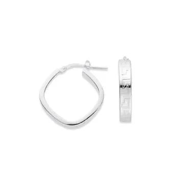 Sterling Silver Greek Key Hoops