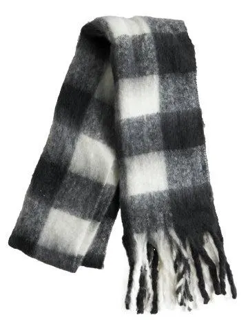 Women's Brushed Scarf in Black/off White Gingham