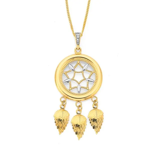 9ct Two Tone, Diamond Dreamcatcher Pendant