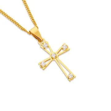 9ct, Cubic Zirconia Cross Pendant