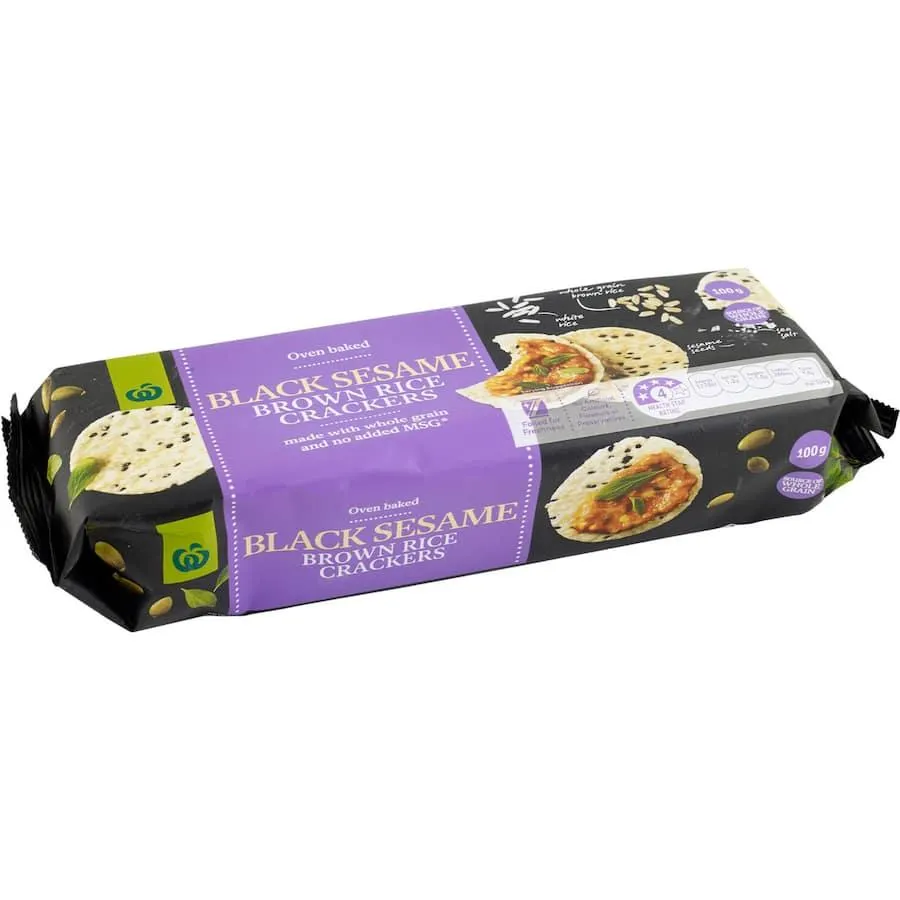 Woolworths Rice Crackers Brown Rice & Black Sesame
