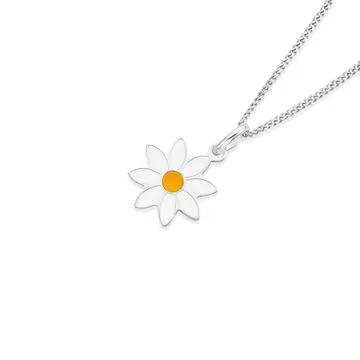 Sterling Silver Enamel Daisy Pendant