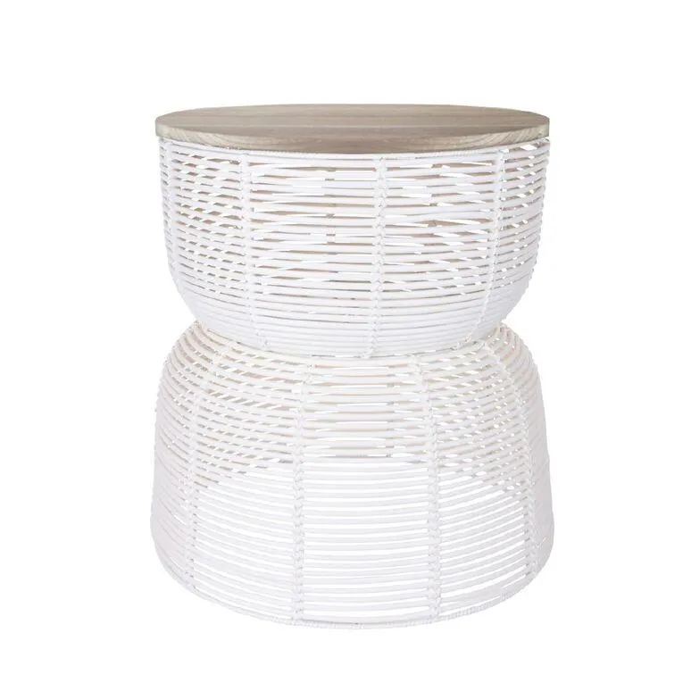 Living & Co Lucia Woven SideTable White