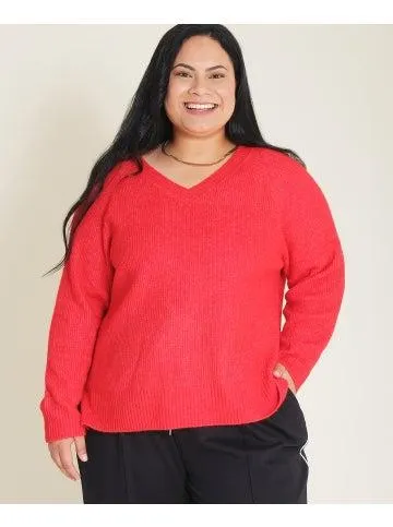 Women's Isobelle V Neck Jumper in Red