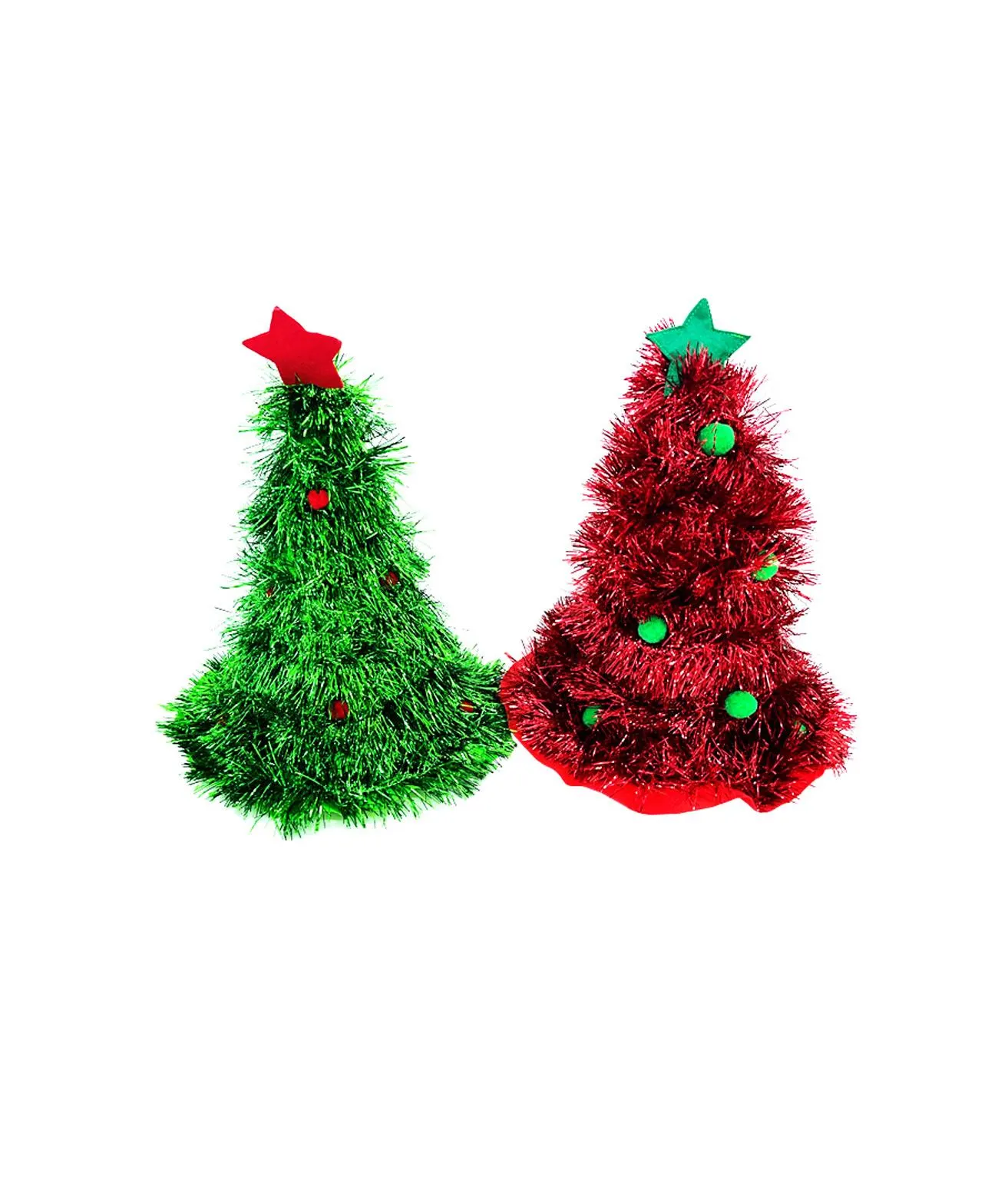 Red / Green Christmas Tinsel Tree Hat Assorted
