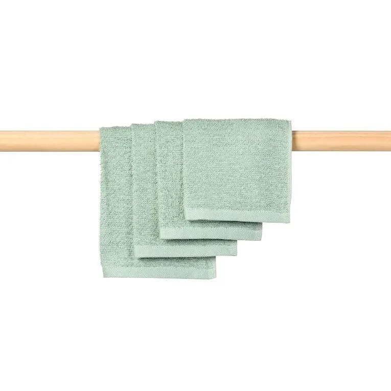 Living & Co Everyday Face Towel 4 Pack Sage