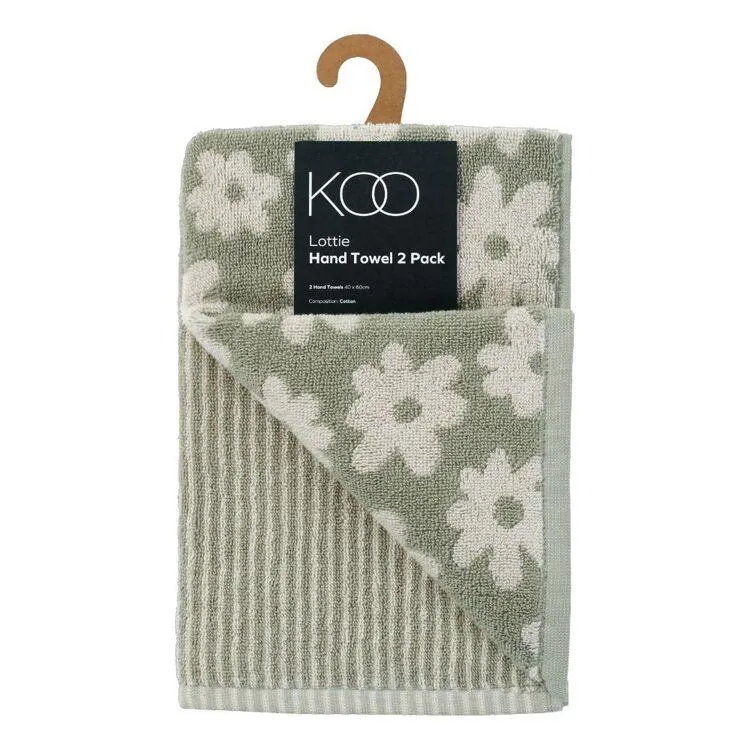 KOO Lottie Floral 500 GSM Hand Towels 2 Pack Sage Hand Towel