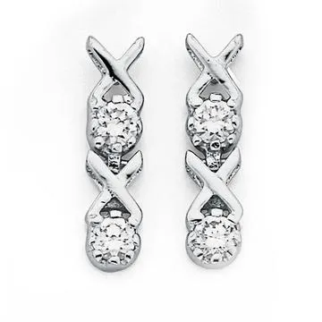 Sterling Silver Cubic Zirconia Hugs & Kisses Earrings