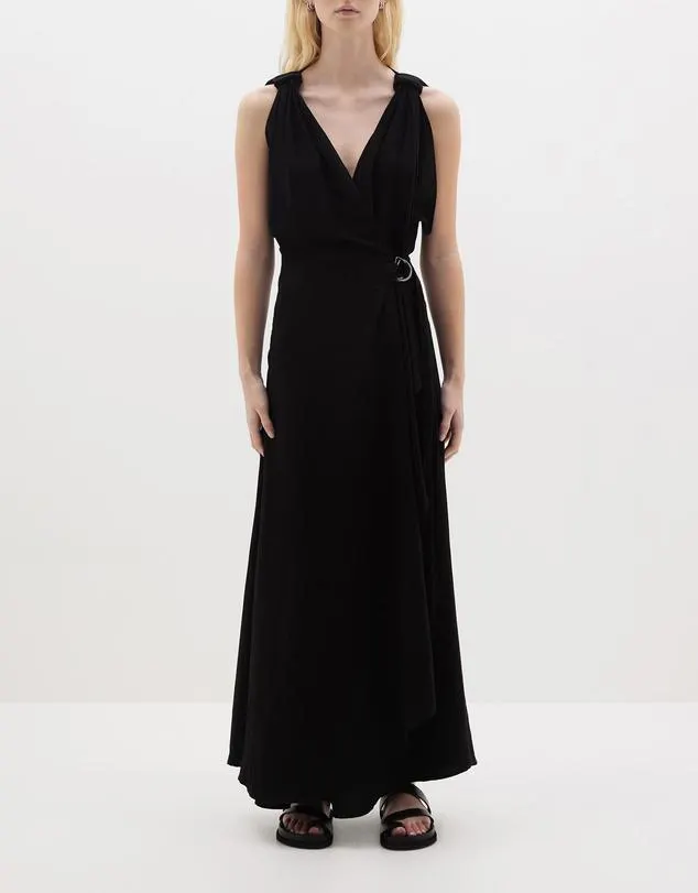 Linen Knotted Wrap Dress