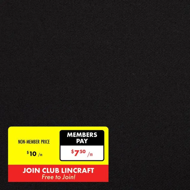 Cotton Chino Drill Fabric, Black- Width 112cm