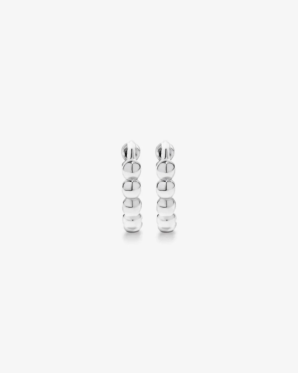 10.5mm Small Beaded Huggie Earrings in Sterling Silver