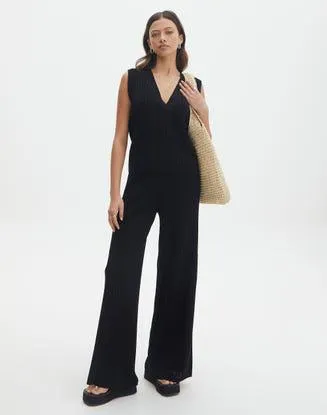 Wide Leg Ribbed Pants