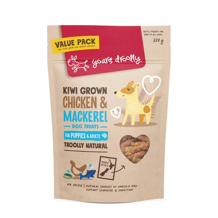 Yours Droolly Kiwi Grown Chicken Mackerel Puppy Treat 220g