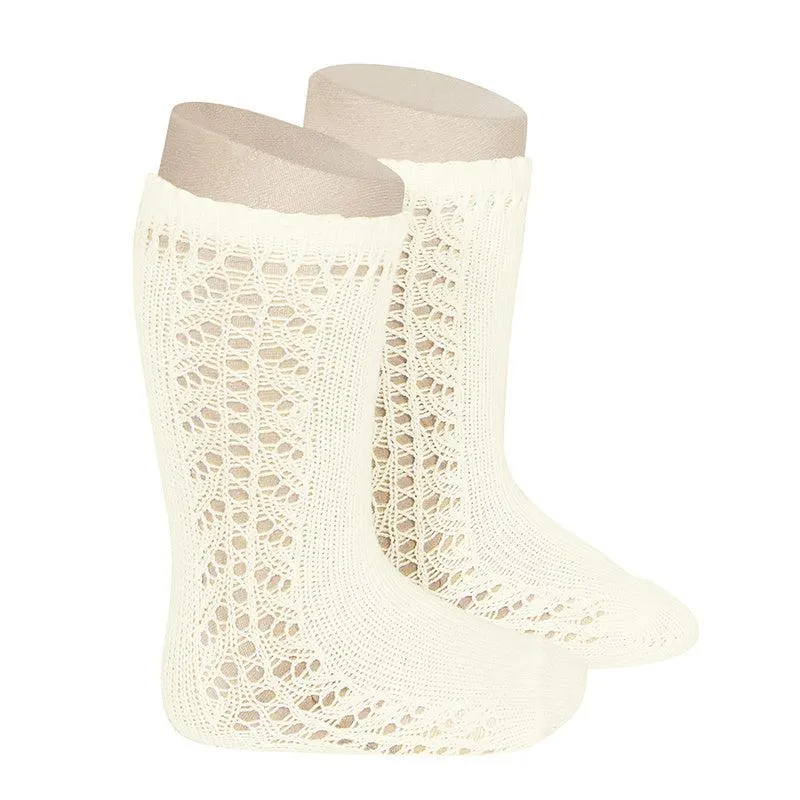 Condor Side Openwork Knee High Sock - Beige (303)