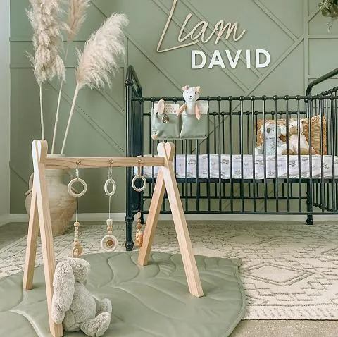 Vegan Leather Cot Organiser - Sage