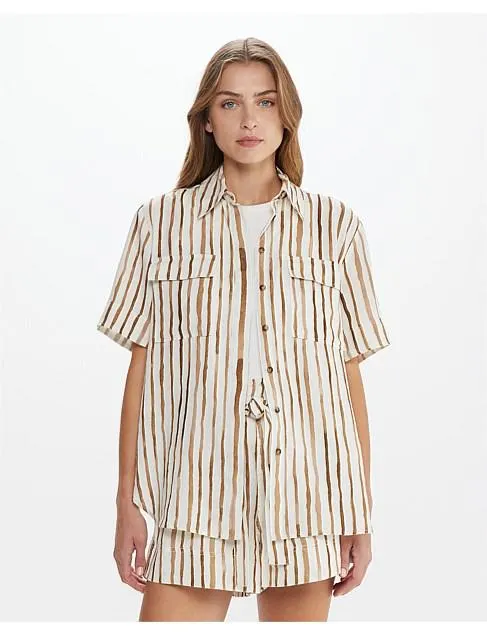 MIA LINEN RIVIERE SHORT SLEEVE SHIRT